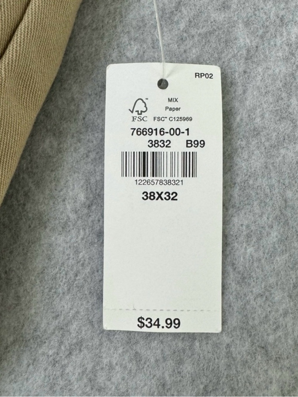 Old Navy Mens Pants 38x32 Tan Khaki Lived in Chino Slim Uniform Non-Stretch - Picture 2 of 16